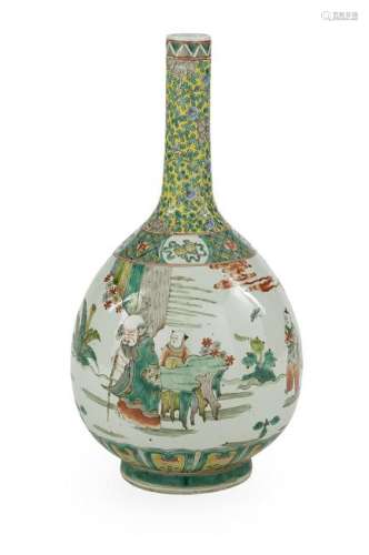 Chinese Famille Verte Porcelain Bottle Vase