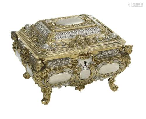 French Silvered and Gilt-Bronze Jewel Casket