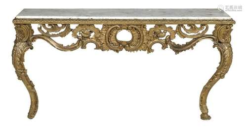 Louis XV-Style Giltwood and Marble-Top Console