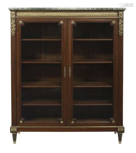 Louis XVI-Style Marble-Top Bookcase/Vitrine