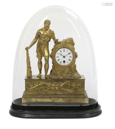 French Restauration Clock with Figure of Hercules