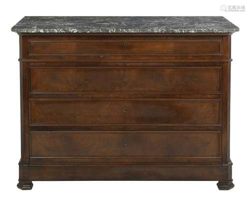 Louis-Philippe Mahogany and Marble-Top Chest