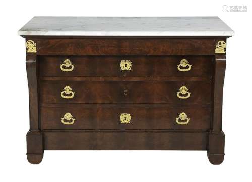 Empire Marble-Top Bronze Mounted Commode
