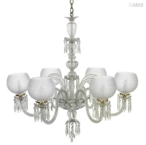 French Glass Chandelier in the Baccarat Taste