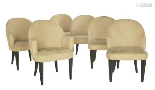 Six Leather-Upholstered Occasional Chairs