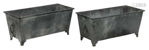 Pair of Metal Oblong Planters