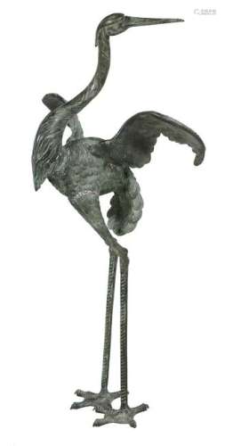 Large Bronze Figure of a Crane