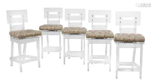 Suite of Five Contemporary Lucite Stools
