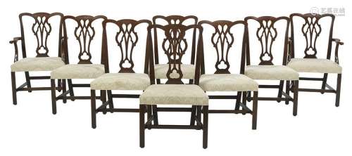 Eight George III-Style Mahogany Dining Chairs