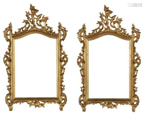 Pair of Chippendale-Style Giltwood Mirrors