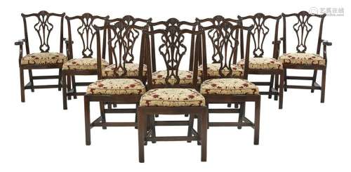 Ten George III-Style Mahogany Dining Chairs