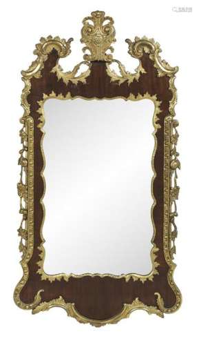 George II-Style Mahogany and Parcel-Gilt Mirror