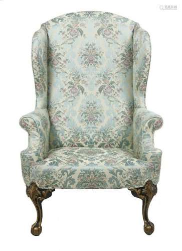 George II-Style Parcel-Gilt Mahogany Wing Chair