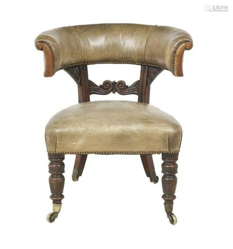 William IV Mahogany and Leather Library Chair