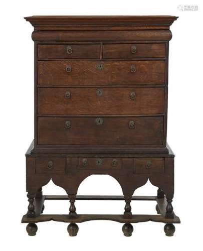 William-and-Mary Oak Chest on Stand