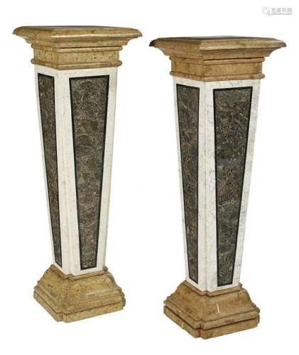 Pair of Specimen Marble-Veneered Pedestals