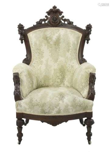 American Renaissance Revival Rosewood Armchair