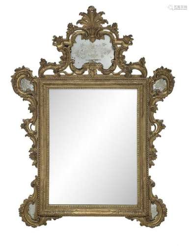 Venetian Giltwood and Engraved Glass Mirror