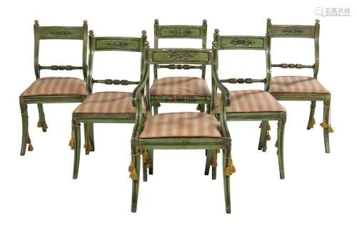 Six Continental Neoclassical Polychrome Chairs
