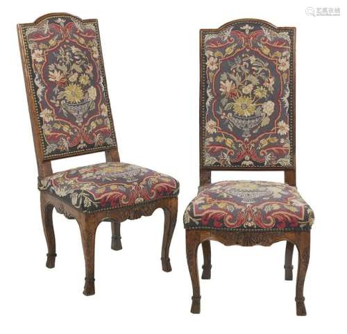 Pair of Regence Walnut Side Chairs