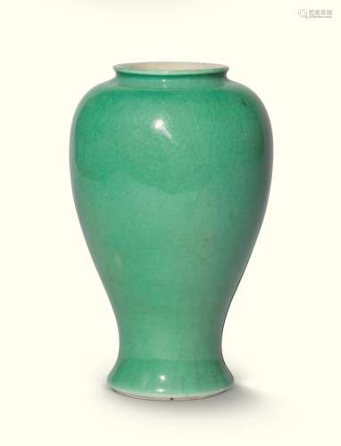 清 郎窑绿釉广口梅瓶