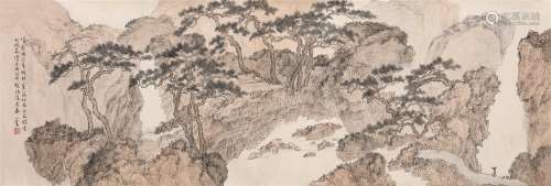 溥儒（1896～1963） 松林峰峦图卷 手卷 设色纸本