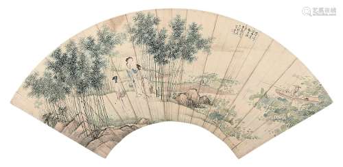 王素（1794～1877） 竹荫仕女 镜心 设色纸本