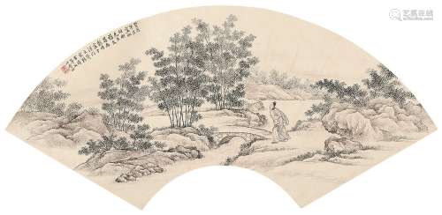 彭旸（1859～？） 竹溪高士 镜心 水墨纸本