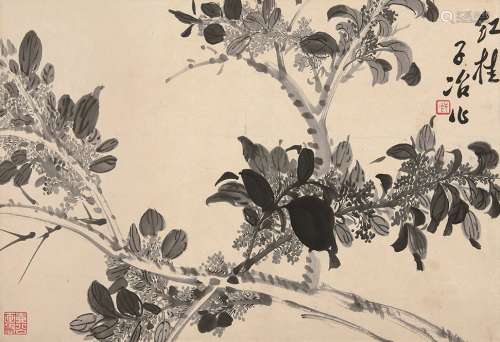 瞿子冶（1780～1849） 红桂 镜心 水墨纸本