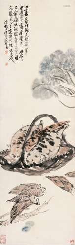 王个簃（1897～1988） 笋蔬图 立轴 设色纸本