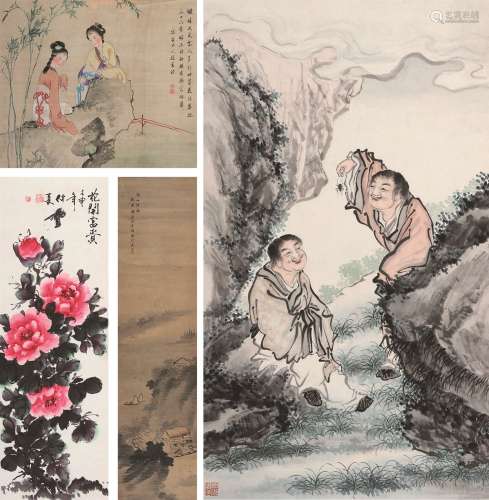 吴石僊（1845～1916）等 书画 （一组） 立轴 纸本