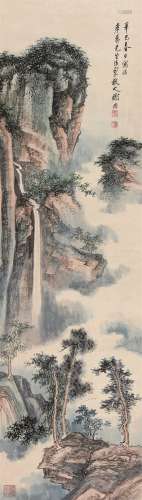 谢稚柳（1910～1997）（款） 春山云雾 立轴 设色纸本