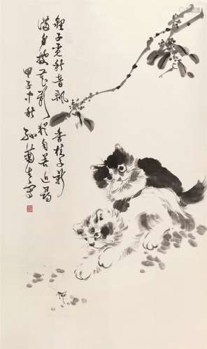孙菊生（1913～2018） 猫趣图 立轴 水墨纸本