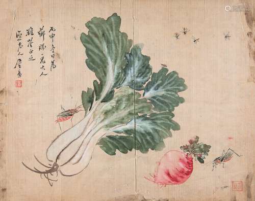 居廉（1828～1904） 蔬果图 镜心 设色绢本