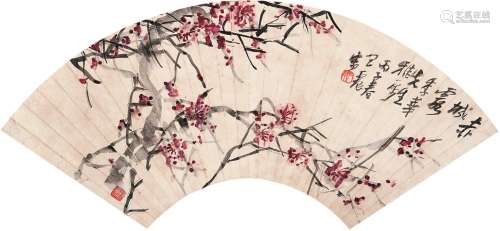 王震（1867～1938） 赤城霞 镜心 设色纸本