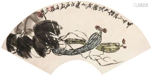 齐白石（1864～1957） 丝瓜 立轴 设色纸本