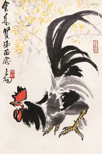 陈大羽（1912～2001） 迎春雄鸡 立轴 设色纸本