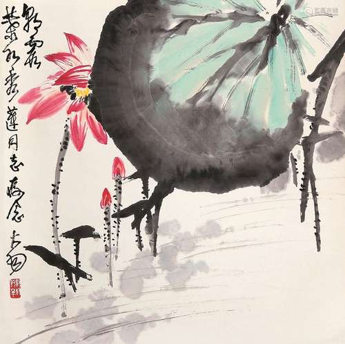 陈大羽（1912～2001） 荷花 立轴 设色纸本