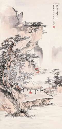 吴镜汀（1904～1972） 拟李唐山水 立轴 设色纸本
