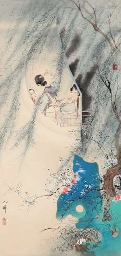 胡也佛（1908～1980） 梳妆图 立轴 设色绢本