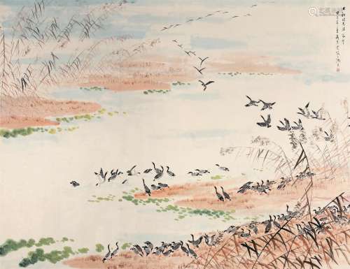 吴青霞（1910～2008） 芦雁图 立轴 设色纸本
