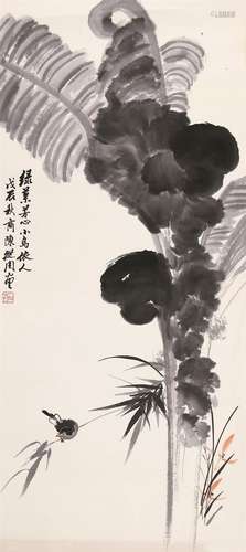 陈从周（1918～2000） 绿叶小鸟 镜心 水墨纸本