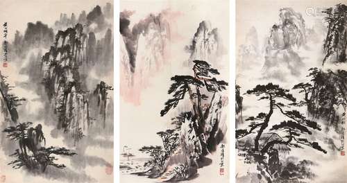 郭传璋（1912～1990） 山水 （三帧） 镜心 设色纸本