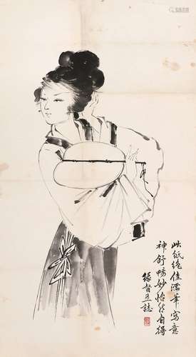 陈缘督（1902～1979） 仕女 立轴 水墨纸本