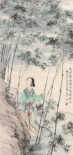 郭兰庆（1900～1946） 仕女 立轴 设色纸本