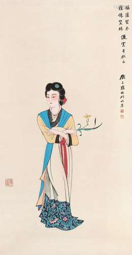 张正雍（1925～2013） 仿张大千仕女 立轴 设色纸本