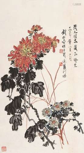 钱松岩（1899～1986） 秋菊图 立轴 设色纸本