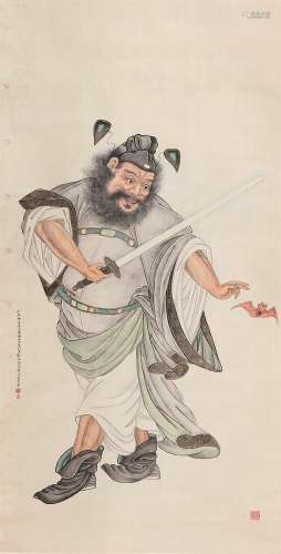 彭旸（1859～？） 钟馗图 立轴 设色绢本