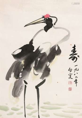 邓白（1908～2003） 鹤寿图 镜心 设色纸本
