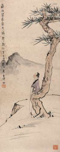 吕凤子（1885～1959） 西北望长安 立轴 设色纸本